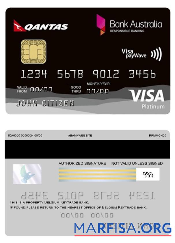 Blank Australia Bank Australia Platinum Rewards Visa Card template